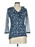 Chaps 100% Polyester Blue 3/4 Sleeve Blouse Size L - photo 1