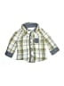 First Impressions 100% Cotton Plaid Green Long Sleeve Button-Down Shirt Size 0-3 mo - photo 1