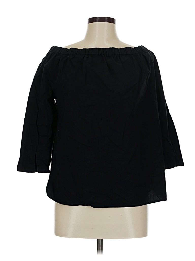 Pre-owned 7 For All Mankind 3/4 Sleeve Blouse In Black