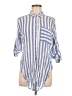 Vixbe 100% Rayon Stripes Blue 3/4 Sleeve Button-Down Shirt Size M - photo 1