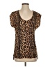 14th & Union 100% Polyester Animal Print Brown Short Sleeve Blouse Size S - photo 1
