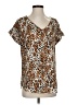 Versona 100% Polyester Animal Print Brown Short Sleeve Blouse Size S - photo 1