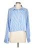 Have 100% Polyester Stripes Blue Long Sleeve Blouse Size L - photo 1