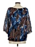 PIANO 100% Polyester Blue 3/4 Sleeve Blouse Size M - photo 2