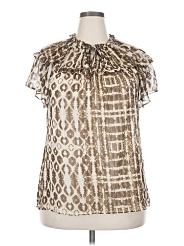 INC International Concepts Short Sleeve Blouse (view 1)