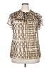 INC International Concepts 100% Polyester Silver Short Sleeve Blouse Size XXL - photo 1