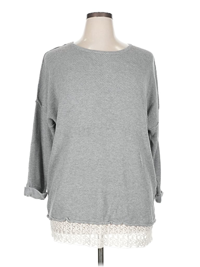 Pre-owned Olivia Sky Pullover Sweater In Gray