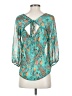 Dina Be 100% Polyester Teal 3/4 Sleeve Blouse Size S - photo 2