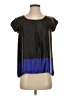 Theory 100% Silk Color Block Black Short Sleeve Silk Top Size 00 - photo 1