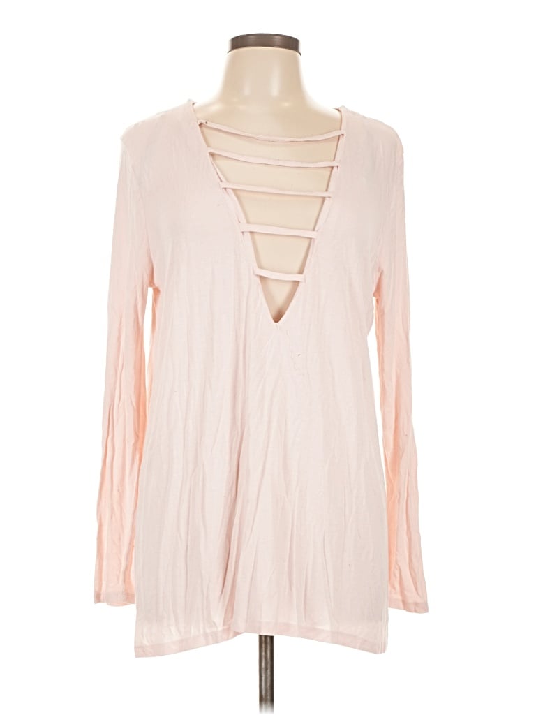 Missguided Long Sleeve T-Shirt: Pink Tops - Size 12