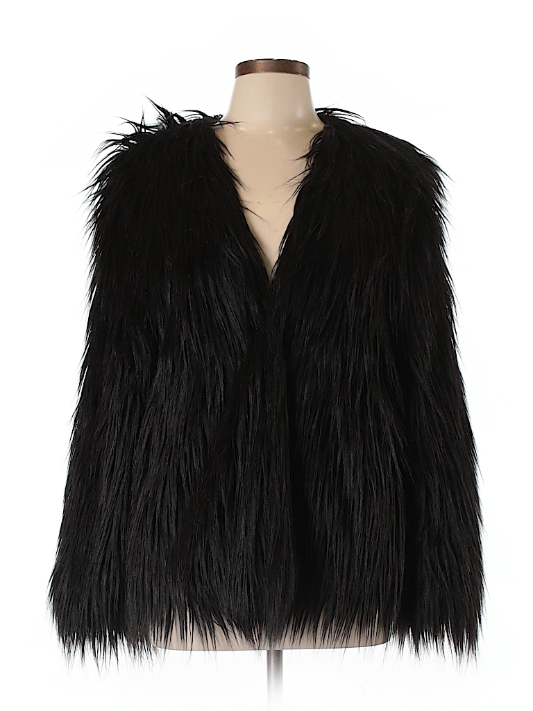 urban outfitters black fur jacket