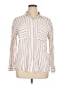 Ann Taylor LOFT 100% Rayon Stripes Ivory Long Sleeve Button-Down Shirt Size XL - photo 1