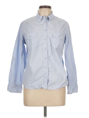 Indigo Long Sleeve Button-Down Shirt (view 1)