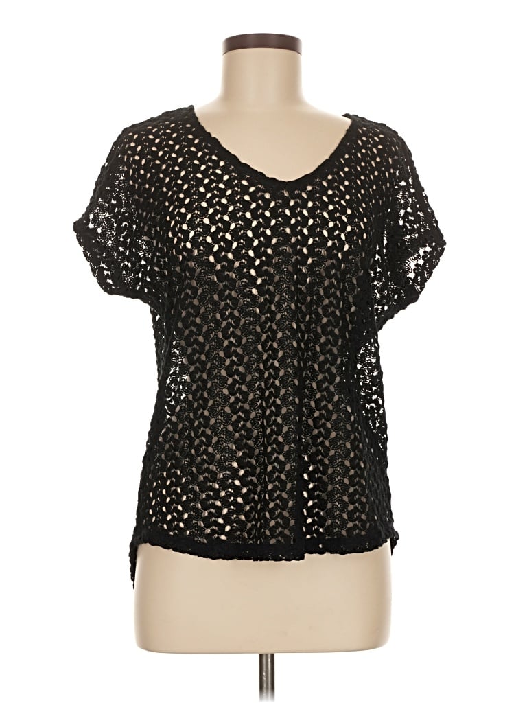 Pre-owned Andrea Jovine Short Sleeve Blouse In Black