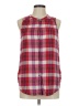 Lucky Brand Plaid Red Burgundy Sleeveless Button-Down Shirt Size M - photo 1
