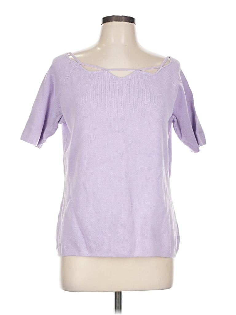 Pre-owned Metrostyle Short Sleeve Top Purple Sweetheart Neckline Tops