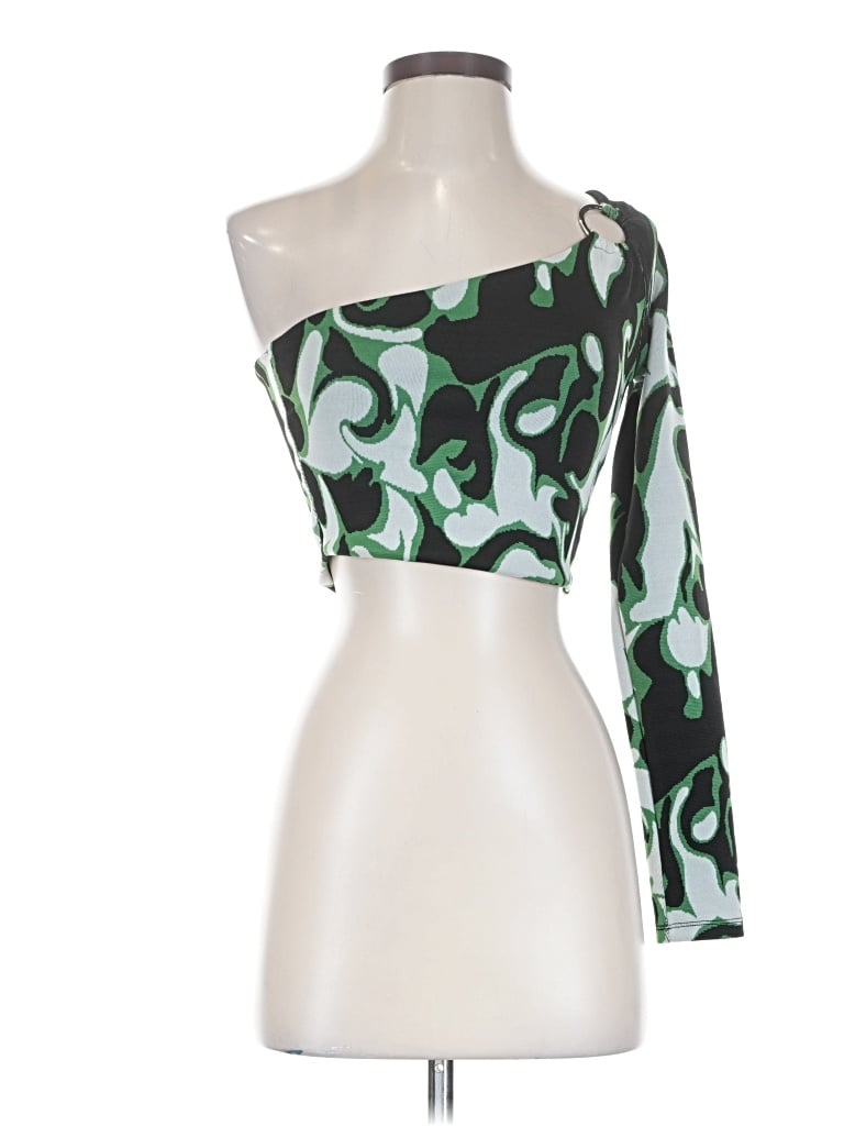 Zara Tube Top Green One Shoulder Neckline Tops