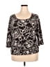 Talbots Floral Black 3/4 Sleeve Top Size 2X - photo 1