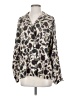 Nicola 100% Polyester Animal Print Silver Long Sleeve Blouse Size S - photo 1