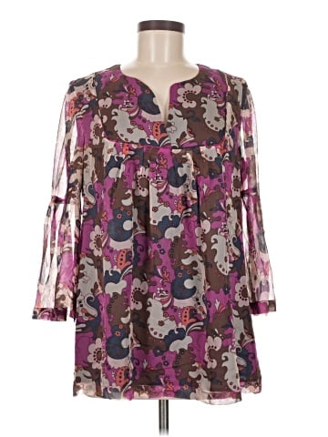 Sara Campbell 3/4 Sleeve Silk Top (view 1)