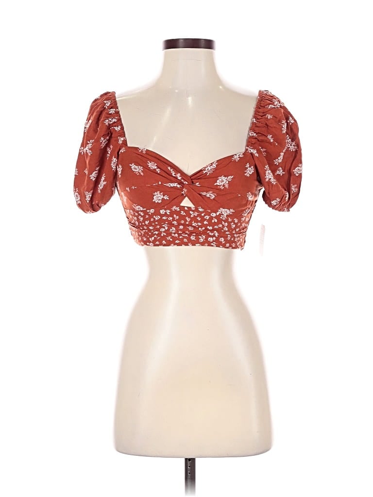 Pre-owned Altar'd State Short Sleeve Blouse In Orange