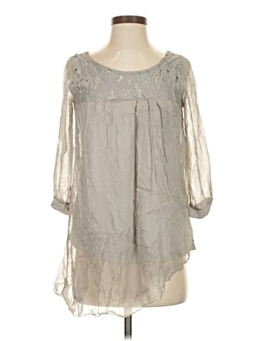 H Trend 3/4 Sleeve Silk Top (view 1)