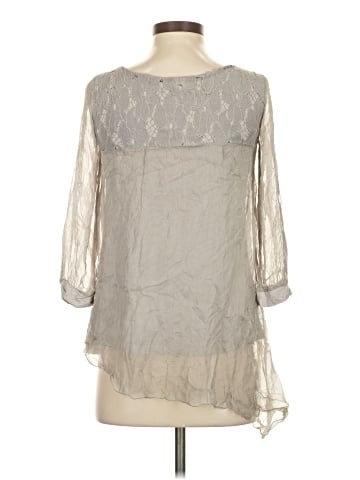 H Trend 3/4 Sleeve Silk Top (view 2)