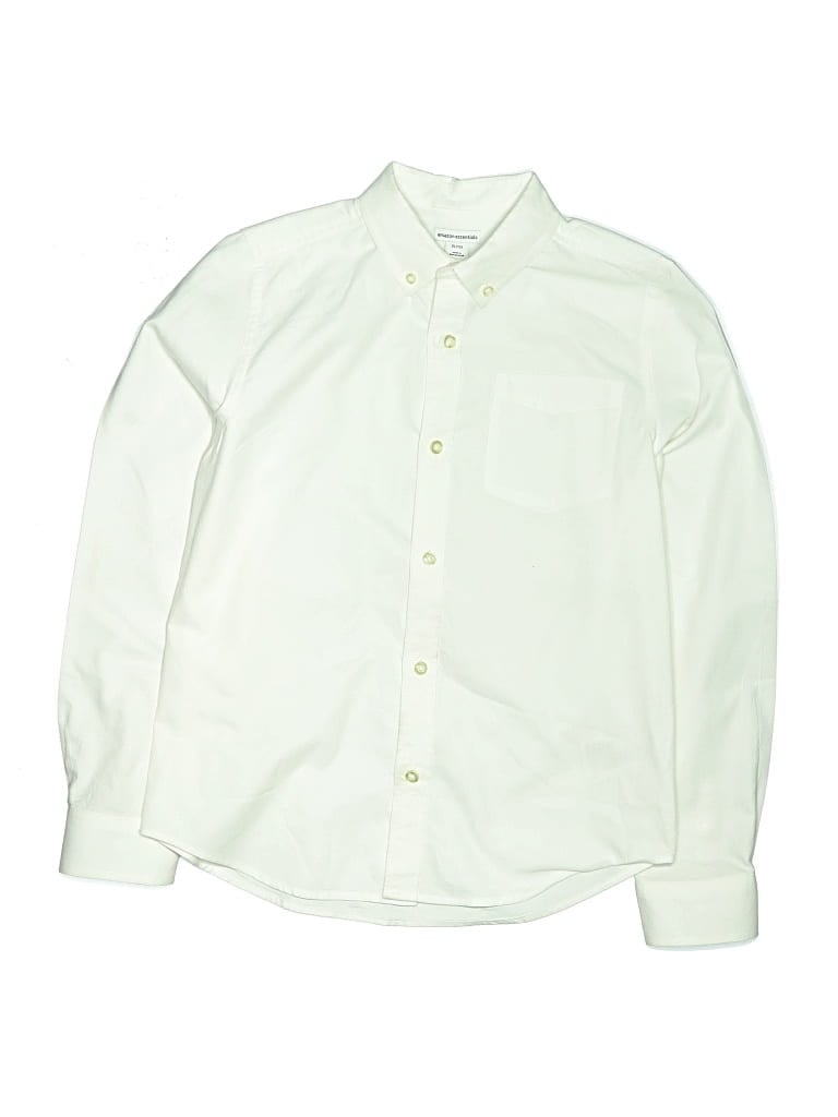 Pre-owned Amazon Essentials Kids' Long Sleeve Button Down Shirt In White