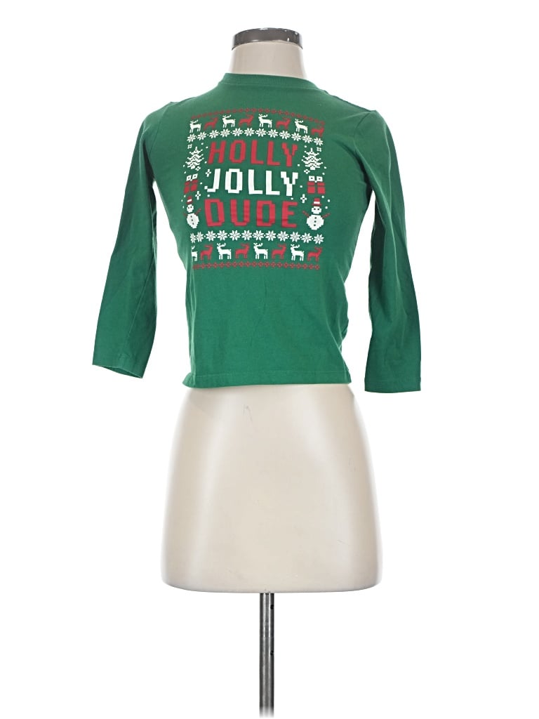 Pre-owned Holiday Time 3/4 Sleeve T-shirt In Green