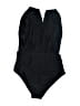 Unbranded Solid Black One Piece Swimsuit Size M - photo 2