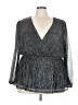 Torrid Silver Long Sleeve Blouse Size 4X Plus (4) - photo 1