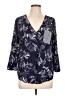 Fred David 100% Rayon Blue 3/4 Sleeve Blouse Size L - photo 1
