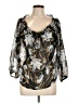 Jeans By Buffalo 100% Polyester Black 3/4 Sleeve Blouse Size L - photo 1
