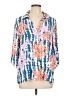 Ruby Rd. 100% Rayon Print Blue 3/4 Sleeve Blouse Size L - photo 1