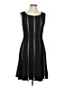 Connected Apparel Stripes Black Casual Dress Size 10 - photo 1