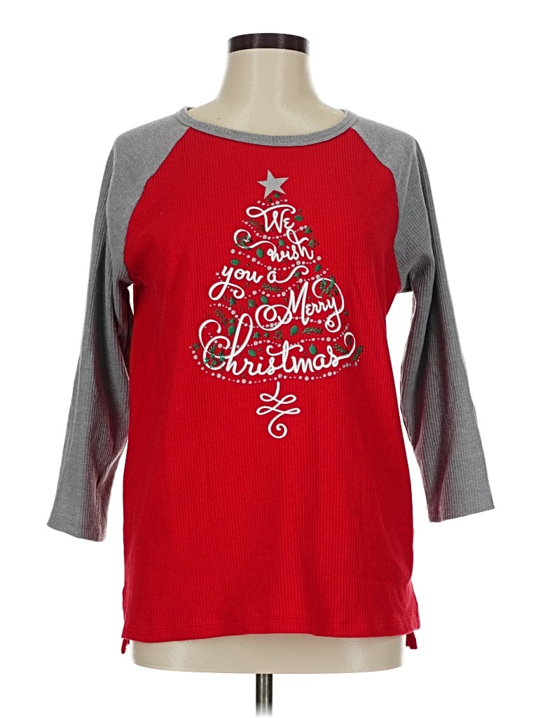 Pre-owned Holiday Time 3/4 Sleeve T-shirt In Red