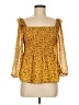 Sam Edelman 100% Polyester Yellow 3/4 Sleeve Blouse Size M - photo 1