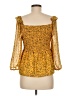 Sam Edelman 100% Polyester Yellow 3/4 Sleeve Blouse Size M - photo 2