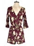 Everly 100% Rayon Floral Burgundy Romper Size S - photo 1