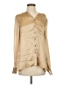 Sundance 100% Silk Metallic Tan Long Sleeve Silk Top Size S - photo 1