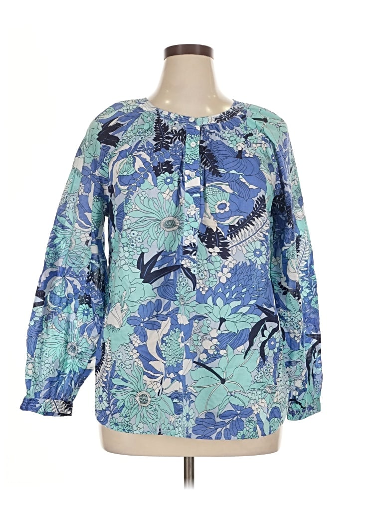 Pre-owned Talbots 3/4 Sleeve Blouse In Blue