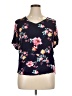 Kaileigh Floral Black Short Sleeve Top Size L - photo 1