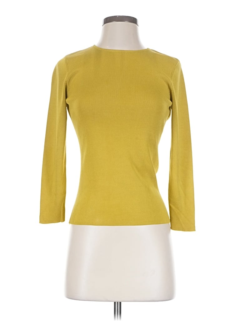 Pre-owned Carlisle 3/4 Sleeve Top Yellow Boatneck Tops