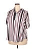 Perseption Concept Stripes Silver Short Sleeve Blouse Size 3X - photo 1