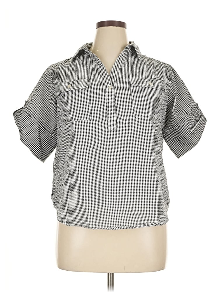 Pre-owned Cathy Daniels Short Sleeve Blouse In Gray