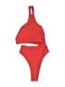 Beginning Boutique 100% Polyester Solid Red One Piece Swimsuit Size XXS - photo 1
