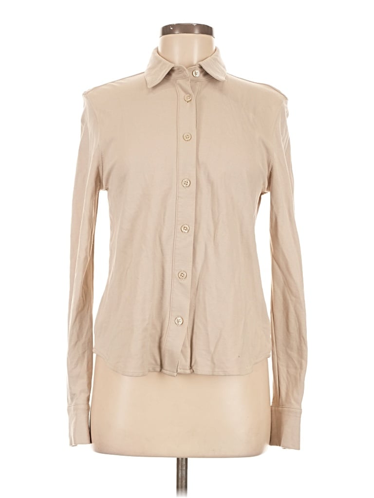 Pre-owned Club Monaco Long Sleeve Blouse In Tan