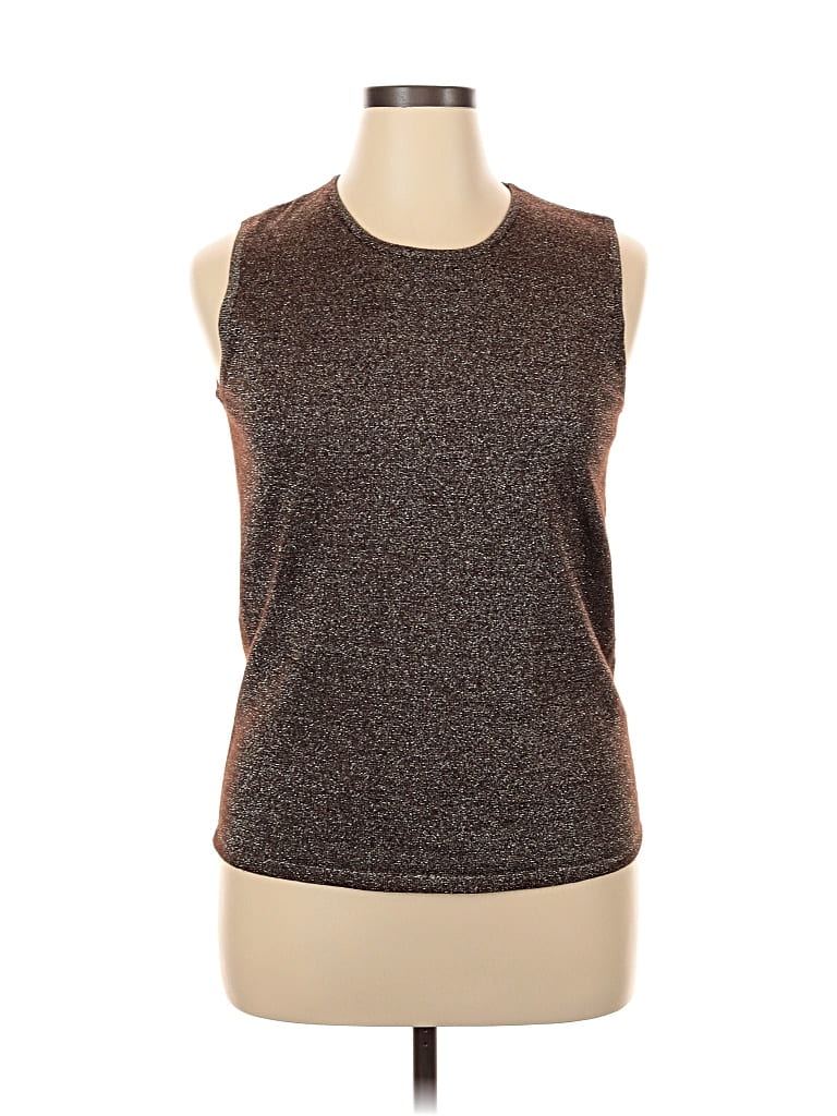 Pre-owned Susan Graver Sleeveless Top Brown Crew Neck Tops
