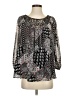 Context 100% Polyester Silver 3/4 Sleeve Blouse Size S - photo 1