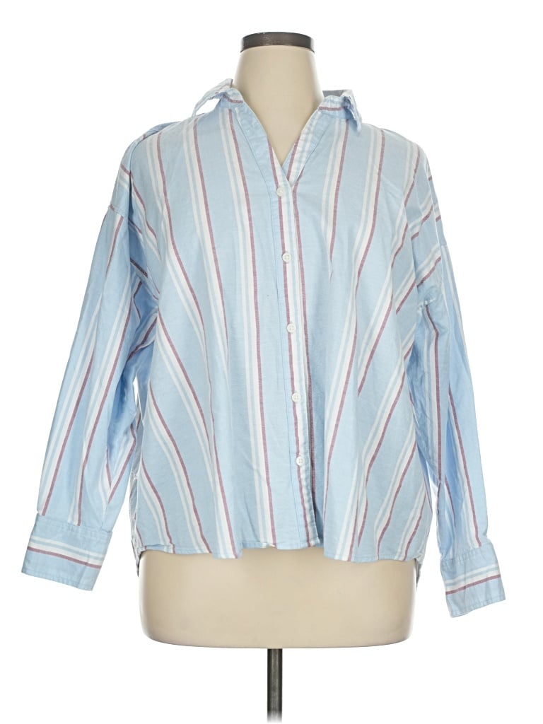 Pre-owned Falls Creek Long Sleeve Blouse In Blue